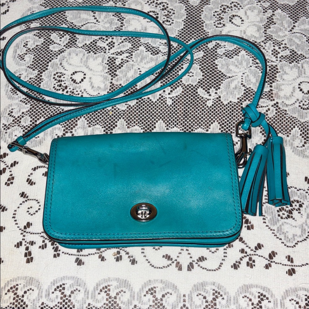 Coach legacy Penny Turnlock Crossbody vintage turquoise color - Picture 3 of 13